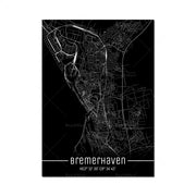 Map Black Line Poster Canvas Painting Home Decor Wall Art