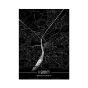 Map Black Line Poster Canvas Painting Home Decor Wall Art