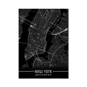 Map Black Line Poster Canvas Painting Home Decor Wall Art